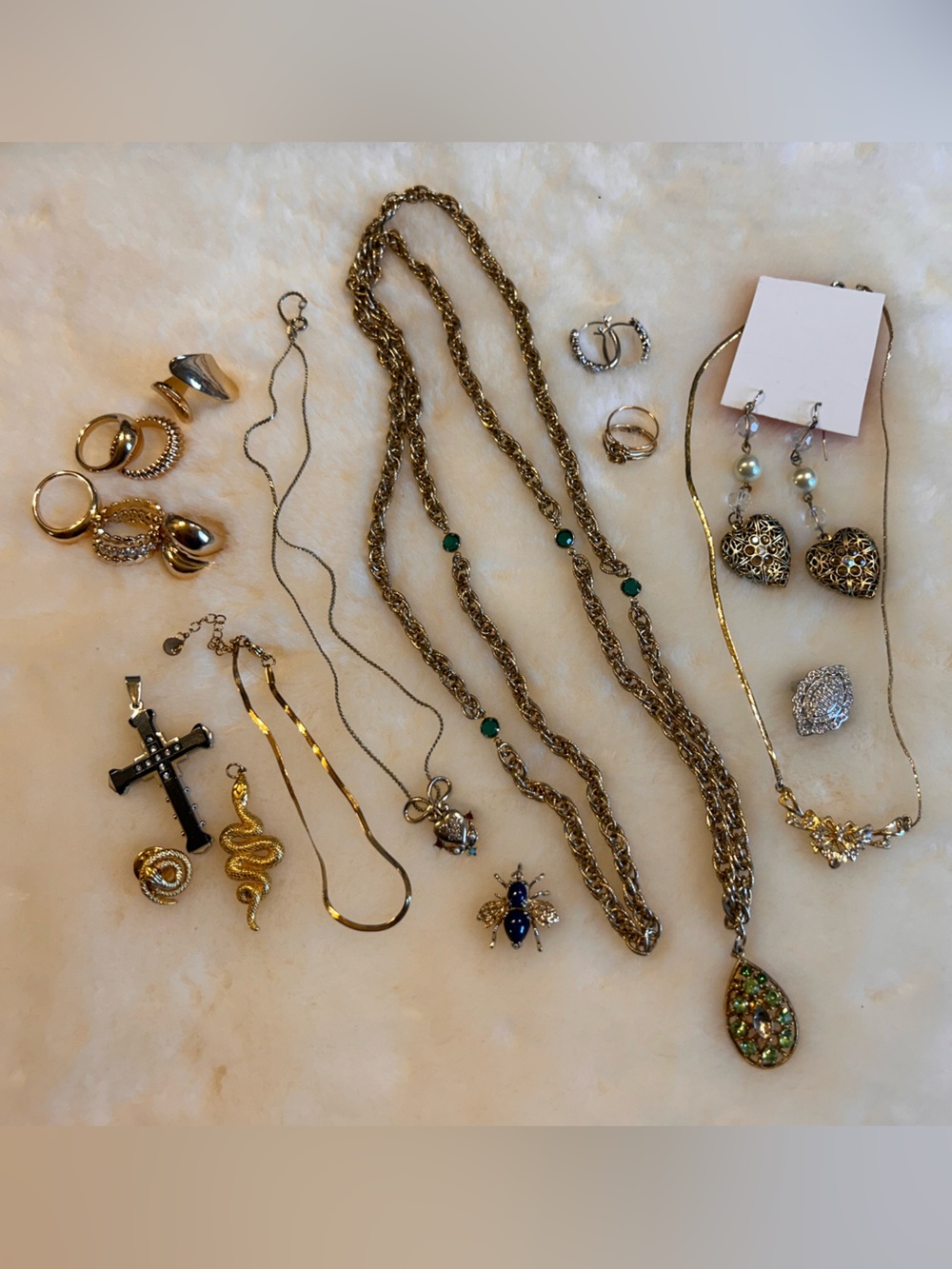 Lot of vintage estate jewelry rings necklaces earrings